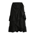 thumbnail image 4 of SGMVNU Women's Ruffle Wrap Midi Skirts Western Cowgirl Skirts Flowy Drawstring High Low Asymmetrical Hem Skirts, Black, Size: XL, 4 of 4