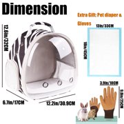 Portable Small Animal Backpack with Zebra Printing, Space Capsule Bubble Pet Carrier Cage Travel for Guinea Pig, Rabbit, Hamster, Bird, Bearded Dragon, Sugar Glider, Squirrel, Tortoise, Lizard
