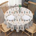 thumbnail image 3 of Beige Christmas Tree Pattern Round Tablecloth 60"x60",Wrinkle Wipeable Table Cloth for Kitchen Dining Room Picnic Patio Party, 3 of 6