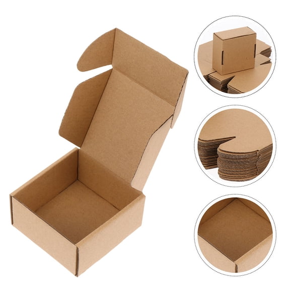 Nicehomfit 30Pcs Khaki Small Shipping Boxes for Storage Use Strong Paper Packaging Boxes