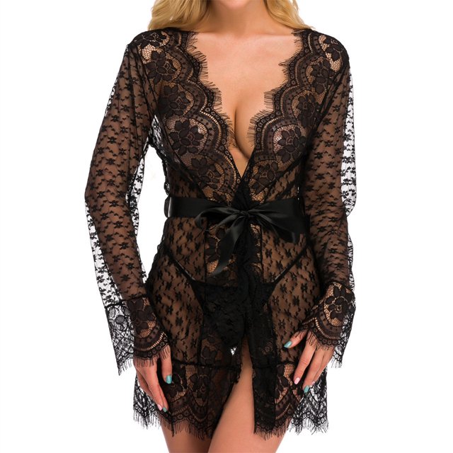Gibobby Conjunto de lencería de encaje Conjunto de lencería para mujer, con tirantes ajustables y recorte de cintura alta, con tirantes ajustables(Negro, XG)