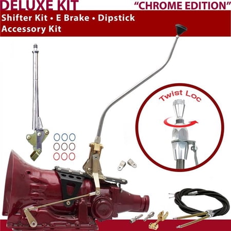 American Shifter 4L60E Shifter Kit Chrome 23 in. Swan E Brake Cable Clevis Dipstick for DE586