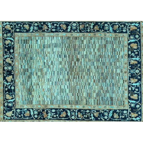 Ahgly Company Indoor Rectangle Oriental Light Blue Modern Area Rugs, 2' x 5'