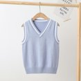 thumbnail image 2 of Eandarui Kids Boys Girls Casual Sleeveless V Neck Knit Sweater Vest Pullover School Uniform Cardigan Light Blue 110, 2 of 4