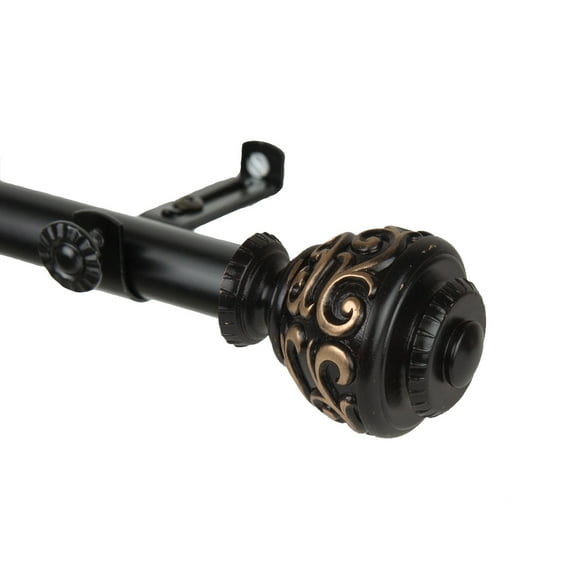 Domovina Raina 13/16-inch Single Curtain Rod-Color:Black,Size:66-120"