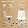 thumbnail image 4 of Genpo Armless Desk Chair, White Leather Office Desk Chairs with Wheels, Mid Back and Lumbar Support for Computer Home Small Space Vanity Makeup, 4 of 7