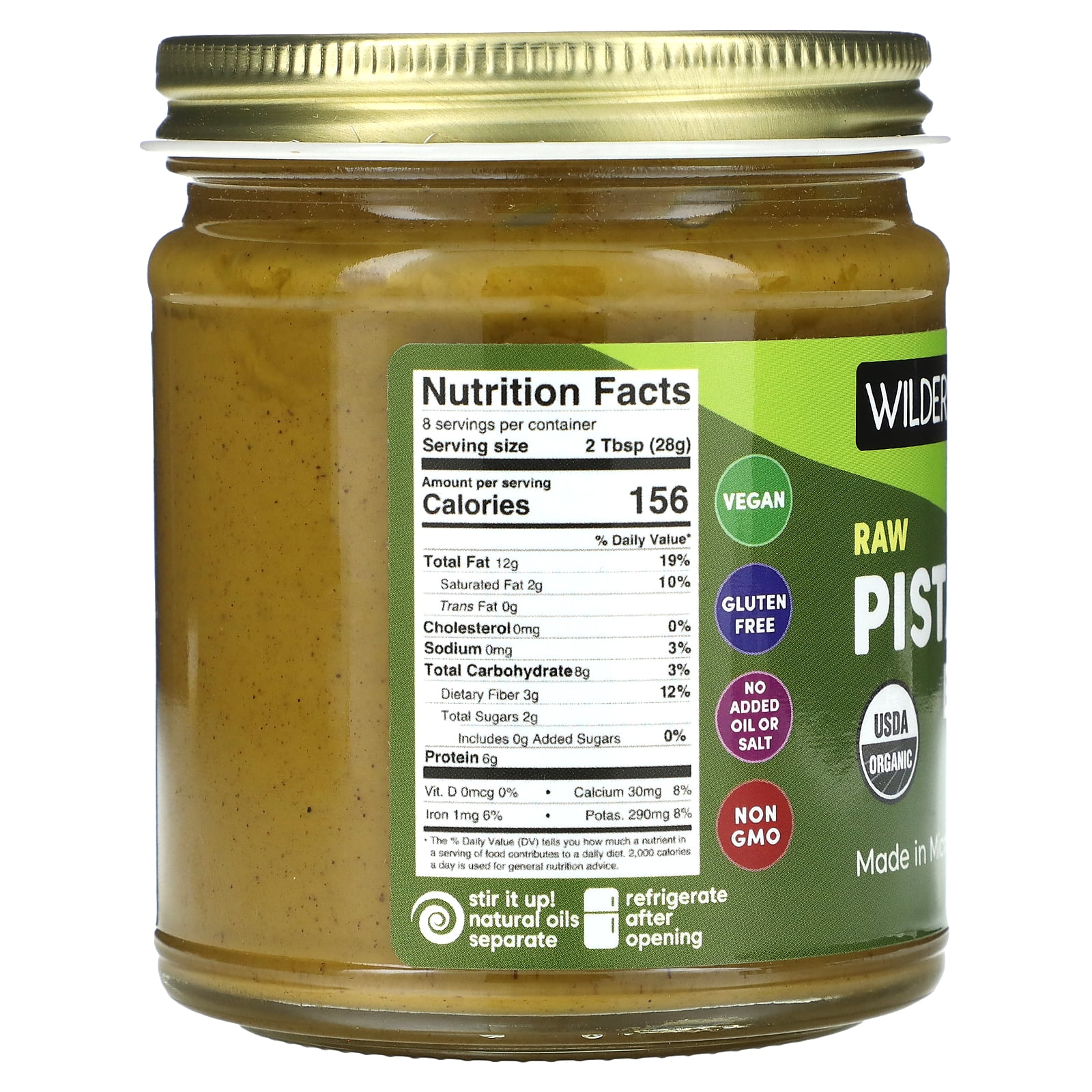 Wilderness Poets Organic Raw Pistachio Butter, 8 oz (227 g)
