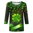 thumbnail image 5 of YUNAFFT St. Patrick's Day Graphic Print Soft Stretch Relaxed Fit Round Neck 3/4 Sleeve T-Shirt for Women, 5 of 5