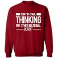 thumbnail image 2 of OXI Crewneck Sweatshirt - Critical Thinking,Basic Casual Sweatshirts for Men's and Women Fleece Sweatshirt Long Sleeve- Antiquee Cherry Small, 2 of 2