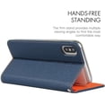 thumbnail image 2 of iPhone Xs Max Genuine Cowhide Leather Wallet Case,Headset Winder,Flip Folio Magnetic Closure,Card Holder Slots,Kickstand,Cash Pockets Wrist Strap Cover Case for iPhone Xs Max,6.5",Dark Blue, 2 of 17