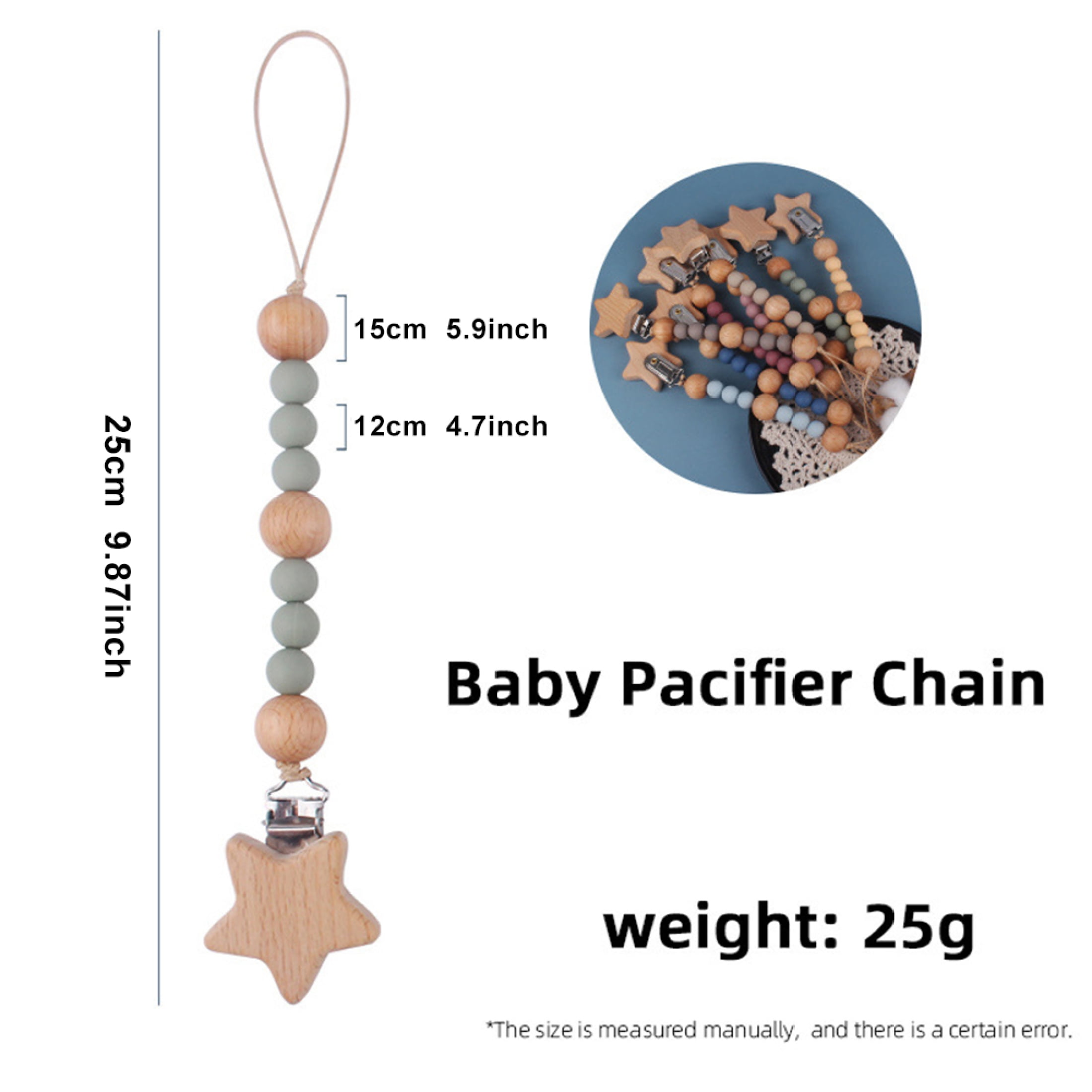 LICHENGTAI Baby Silica Gel Pacifier Star Shape Baby Pacifier Chain
