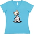 thumbnail image 3 of Inktastic Chinese Crested Women's V-Neck T-Shirt, 3 of 5
