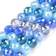 thumbnail image 1 of 50-51pcs/hebras redondas de cuentas de vidrio galvanizadas cuentas espaciadoras de cristal facetadas para hacer joyas, pulseras, collares, aretes, 0.315 in, agujero: 0.055 in, color brillante, 1 of 4