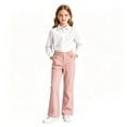 thumbnail image 7 of Girls Uniform Pants Elastic Waist Bell Bottom Pink Uniform Pants for Girls Back to School Clothes Size 5-16 Years, 7 of 7