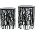 thumbnail image 4 of Joveco Black Nesting Round Side End Tables Set of 2- Coffee Tea Table Mid Century Night Stands for Living Room Bedroom Outdoor (Traditional Style), 4 of 14