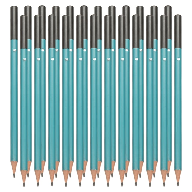 Uxcell B Drawing Pencils for Sketching, 24PCS Sketch Pencils for Drawing Art Pencils Graphite Wood Pre-sharpened for Drawing Sketching Artist, Hexagonal, Black Refill, Green/Black Pole