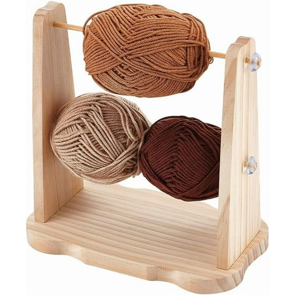 Wooden Crochet Yarn Holder Double Revolving Knitting Yarn Storage Handmade Yarn Spinner Portable Yarn Ball Holder Ribbon Holder