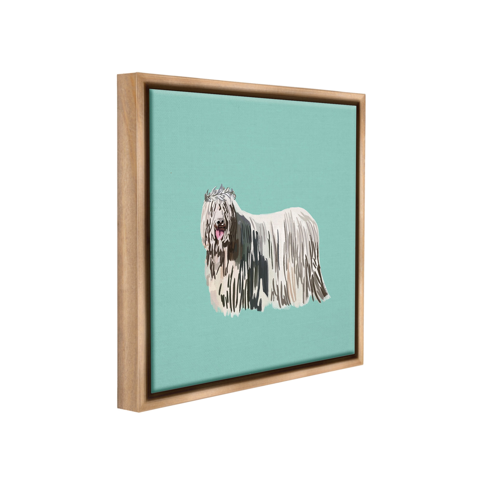 Stupell Industries Long Haired Dog in Crown Animals & Insects Painting Brown Floater Framed Canvas Art Print Wall Art, 25 x 25