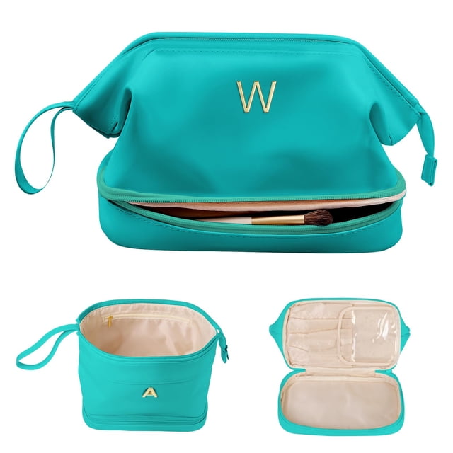 Bolsa de maquillaje Vogewood impermeable de doble capa de piel sintética