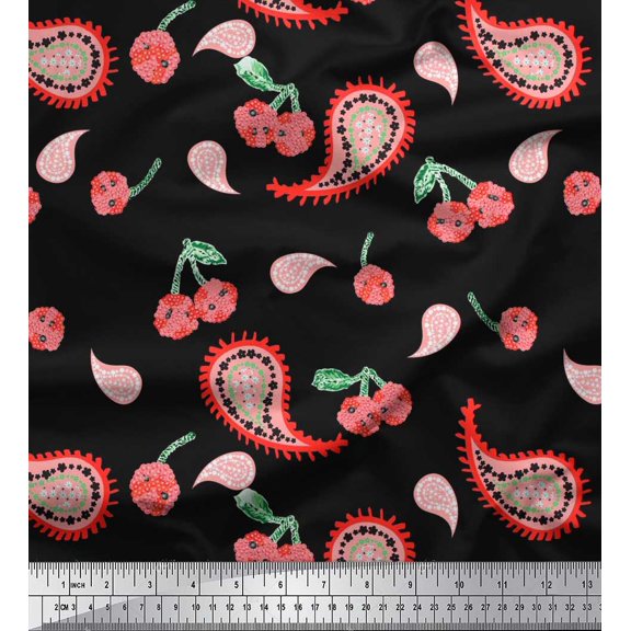 Soimoi Cotton Duck Fabric Floral & Paisley Printed Craft Fabric by The Yard 42 Inch Wide