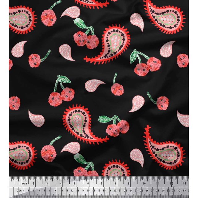 Soimoi Poly Georgette Fabric Floral & Paisley Decor Fabric Printed Yard 42 Inch Wide