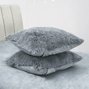 BLEUM CADE Luxury Fluffy Fuzzy Queen Bedding Comforter Set,4 Pieces Shaggy Duvet Cover Set,Furry Plush Velvet Comforter Cover with Zip Closure,Queen,Light Grey