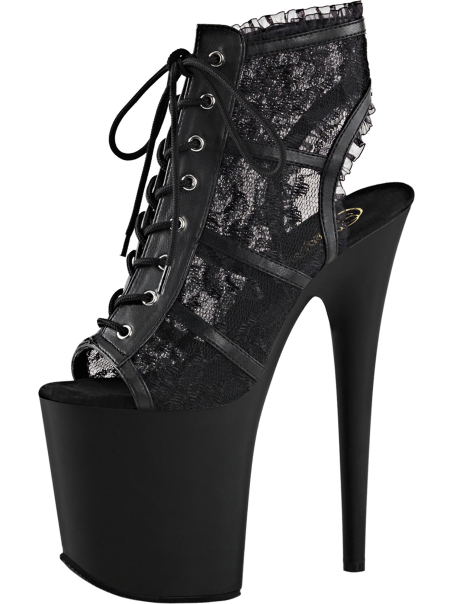 black lace heels open toe