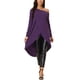 thumbnail image 2 of INSPIRAR CHIC Blusa Casual de Mujer de Un Hombro, Manga Larga, Corte Alto-Bajo, Asimétrica, do Hem Irregular, Color Lila, 2 of 6