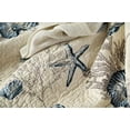 thumbnail image 3 of Blue Shell Tread Design 3 Piece Comforter Quilt Bedspeads Sets Queen Cotton White&Blue, 3 of 5