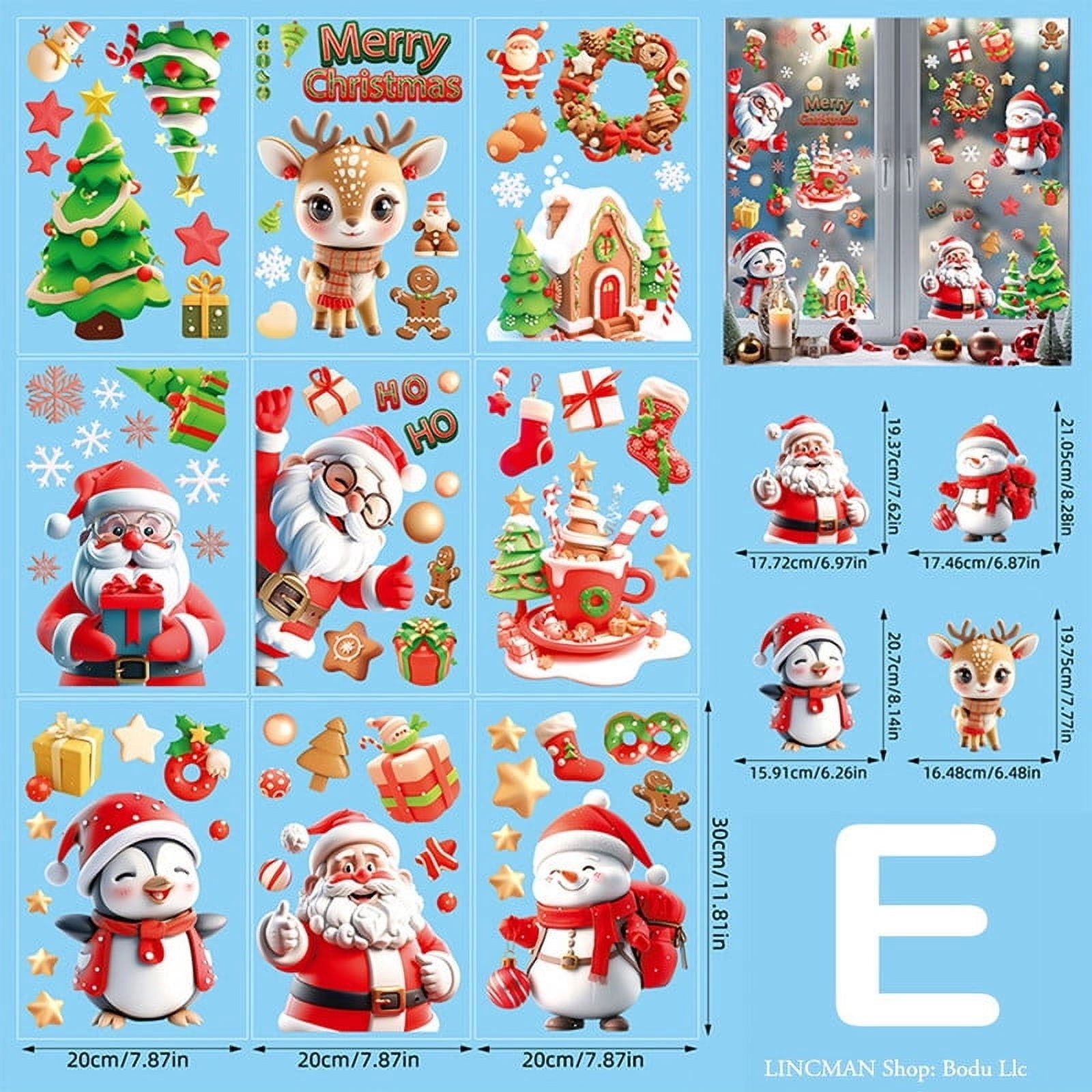 155 PCS Christmas Snowflake Window Stickers - Xmas Holiday White Winter Christmas Window Decorations Ornaments(9 Sheets)