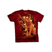 Red 100% Cotton Phoenix Wolf Graphic Novelty T-Shirt