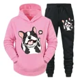 thumbnail image 3 of Chándal de hombre con dibujos de bulldog francés, sudadera con capucha, pantalones deportivos, pantalones de moda para correr, estilo clásico informal para amantes de los perros, 3 of 5