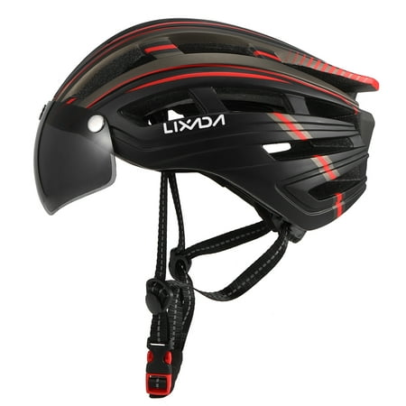 Lixada Mountain Bike Helmet Motorcycling Helmet with Back Light Detachable Magnetic Visor UV Protective for Men