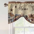 thumbnail image 4 of Farm Tie Up Valance Curtains for Windows, Kitchen Curtains Window Treatments, American Country Barn Star Vintage Berry Brown Short Window Shades Valances for Bedroom Bathroom Cafe 42"x12", 4 of 8