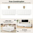 thumbnail image 3 of 70.8" TV Stand with Arched Design for TVs Up to 80", Modern Dual Purpose Coffee Table with 4 Drawers, Multi-Functional Organizer Cabinet with Storage for Living Room, Bedroom, White, 3 of 9