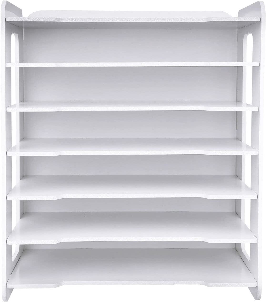7 Tier Literature Organizer Rack Horizontal Organizer for Home White File Holder Office Desk Mail Letter Tray & Paper Sorter Document Notebooks Storage Rack