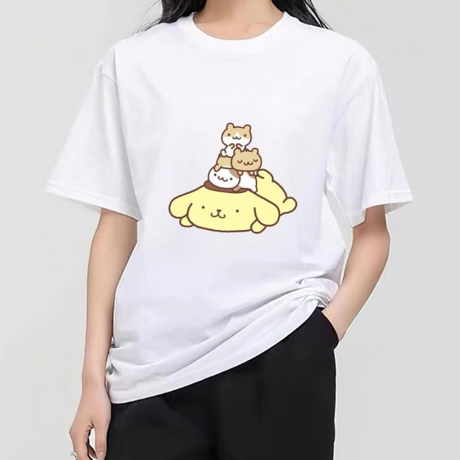★WAIKEI★ Bubble Pompompurin Graphic Short Sleeve T-shirt W MINISO Sanrio Pompompurin T Shirt Women Couple Combination