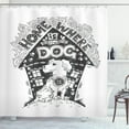 thumbnail image 1 of Labrador Shower Curtain, Home is Where the Dog is Calligraphy with Ornamental Puppy Home Doodle, Fabric Bathroom Set with Hooks, 69W X 75L Inches Long, Charcoal Grey White, by Ambesonne, 1 of 3