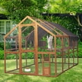 thumbnail image 2 of Syngar Orange Extra Large Wooden Cat House 110.2", Outdoor Luxury Cat Catio Enclosure for Multiple Pets, Weatherproof UV Proof Walk in Cat Run House with Bouncy Bridge, Platforms and Resting Houses, 2 of 9