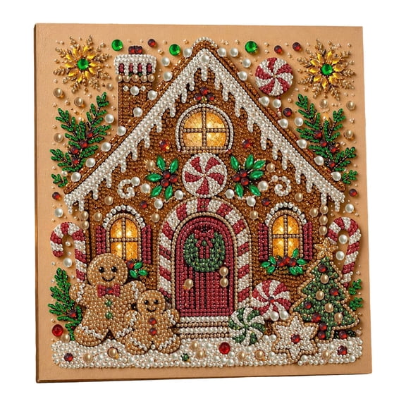 syligr Christmas Gingerbread House Diamond Art Kit for Adults, Pearl Painting Kits for Wall Mantel Decor, DIY Diamond Craft Ornament for Home, Handmade Holiday Gift for Christmas Party