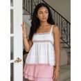 thumbnail image 6 of LMLYSoH Women's Babydoll Tank Tops Stylish Lace Trim Solid Color Loose Hem Square Neck Spaghetti Strap Sleeveless Camisoles, 6 of 8