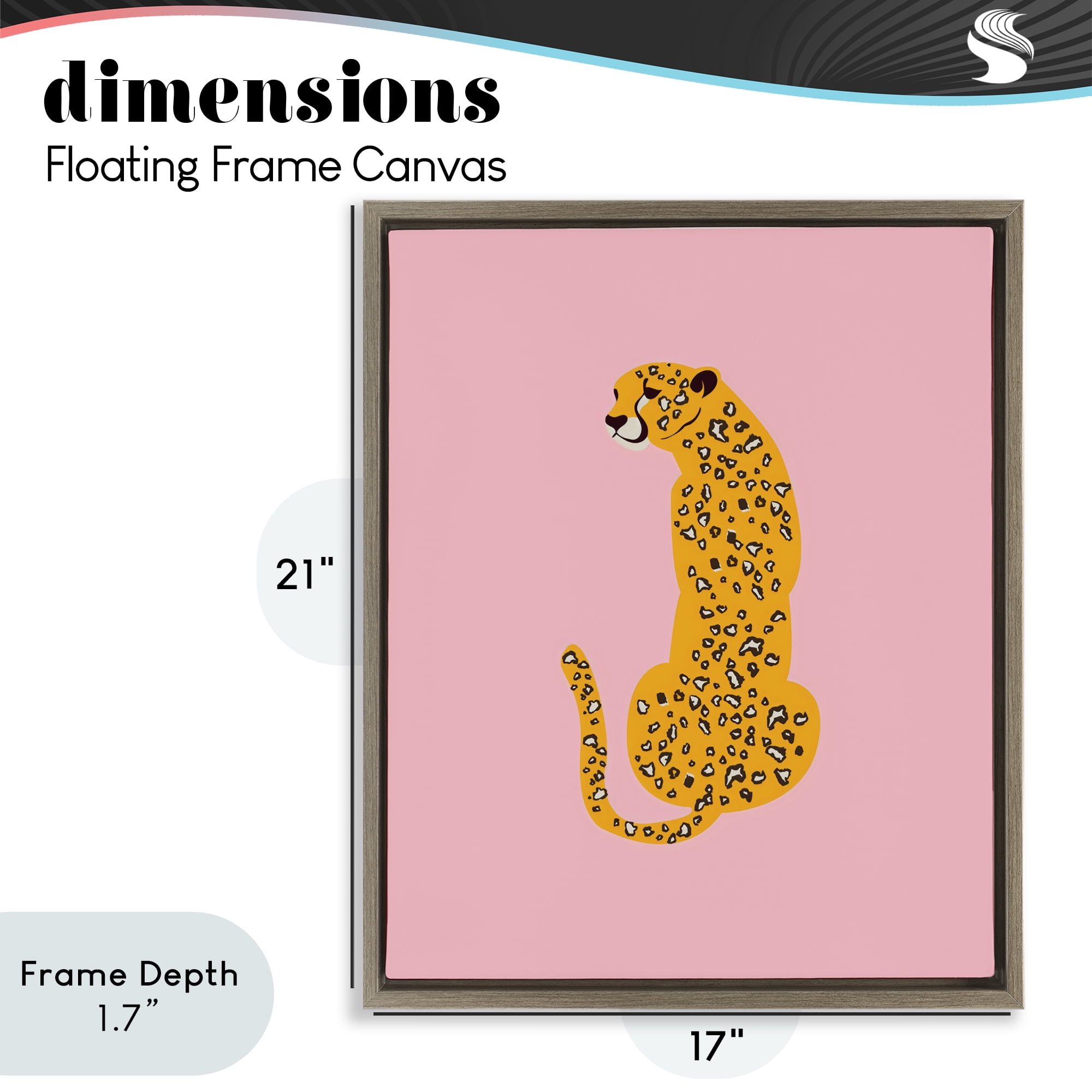 Stupell Industries Yellow Jaguar on Pink Brown Framed Floater Canvas Wall Art, design by Creative Studio
