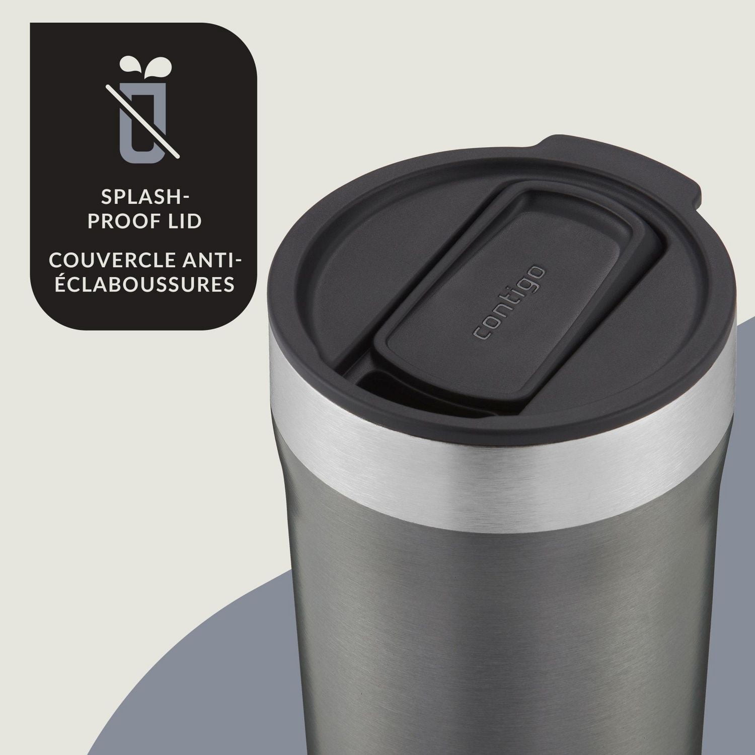 Contigo Streeterville Stainless Steel Mug with Splash-Proof Lid, 14 oz (414 ml), Vacuum-Insulated Tumbler with Handle for Coffee & Tea, Sake