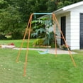 thumbnail image 3 of Gymax Outdoor Kids Swing Set Heavy Duty Metal A-Frame with Ground Stakes - Orange, 3 of 10