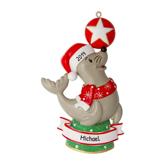 Ornaments by Elves Personalized Sea Lion Christmas Tree Ornament Ocean Animals Decor 2024 .25 lbs