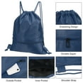 thumbnail image 4 of Uxcell Drawstring Backpack Bags Drawstring Gym Bag with Zip Pocket for Women Men Navy Blue, 4 of 5