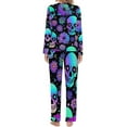Bybiment Women's Pajama Set Soft, holographic bright human skulls and