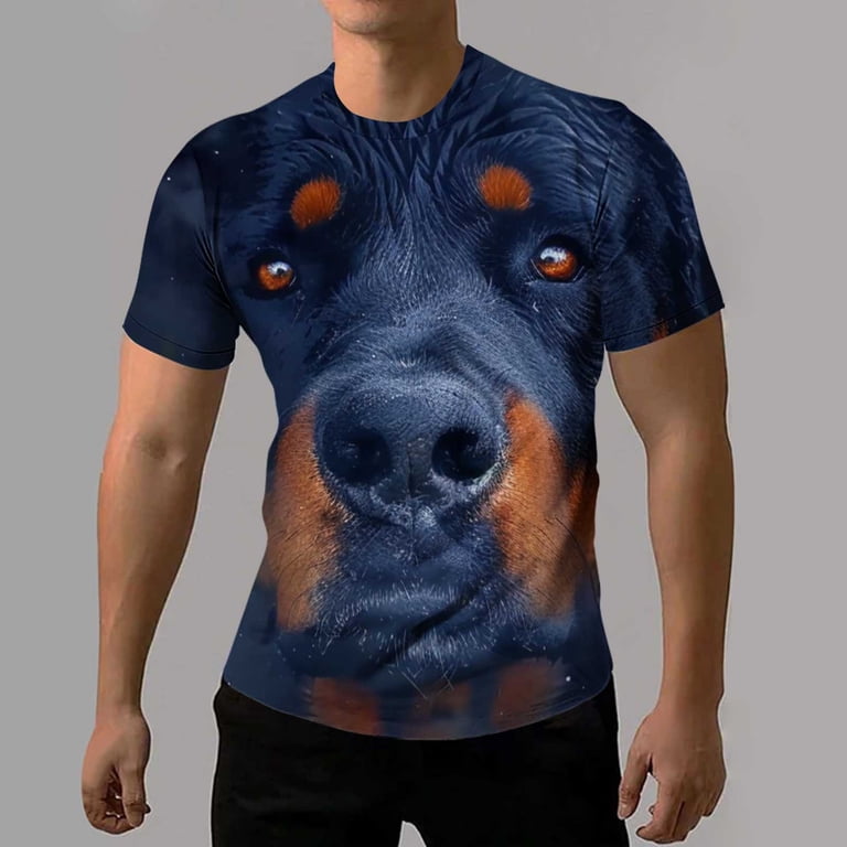 Men's 3D Printed Dog Design T-Shirt – Short Sleeve Crew Neck Tee For Casual Wear