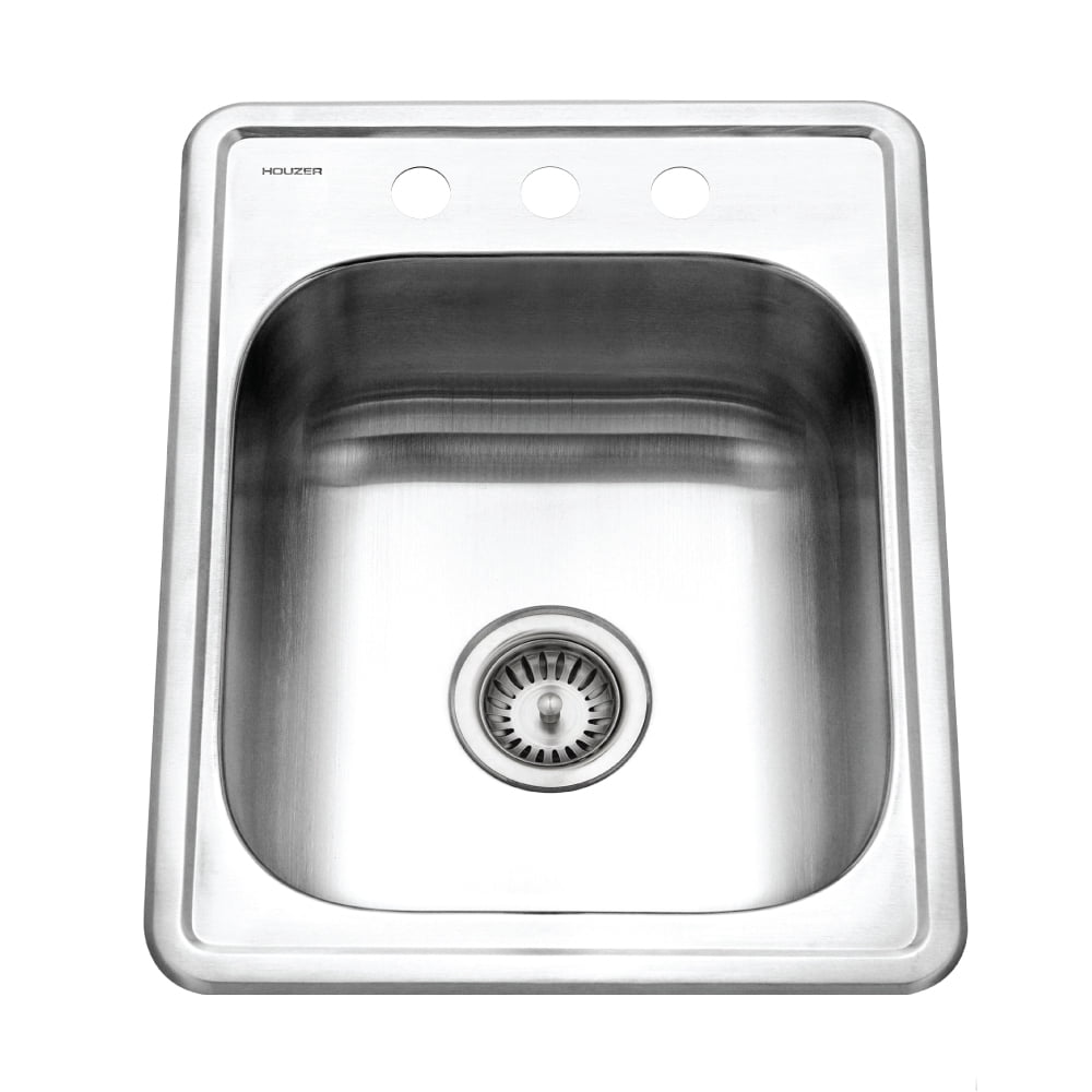 Houzer Glowtone 25 in Stainless Steel Topmount 3-hole Single  display picture 3