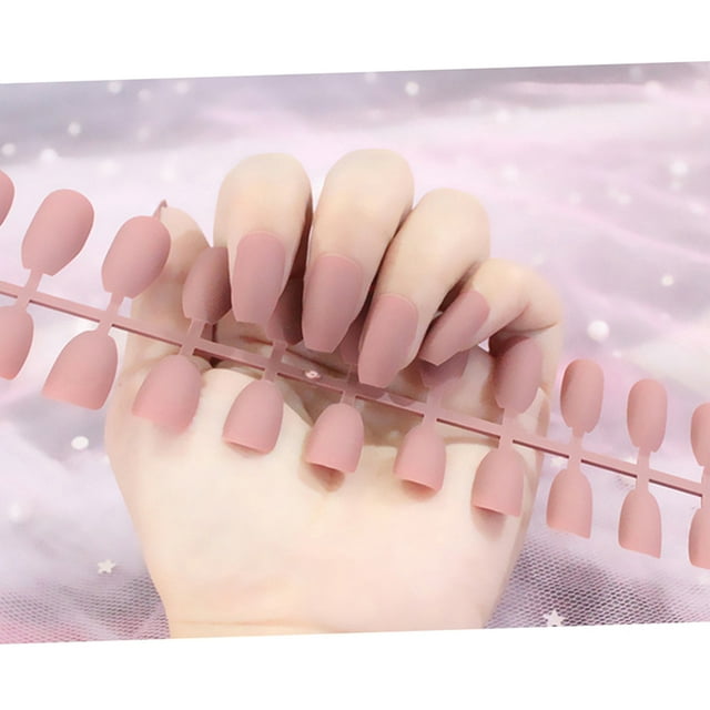 24Pcs DIY Charmful Art Consejos de uñas mate naturales Presione en el Beige Zulema Tabletas de mejora de uñas